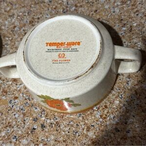 Vintage 1970s Lenox Temper-ware Fire Flower Sugar Bowl with Lid